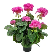 Sztuczne kwiaty - PELARGONIA SZTUCZNA W DONICZCE (613.03) RÓŻOWA sztuczne kwiaty na balkon na taras - miniaturka - grafika 1