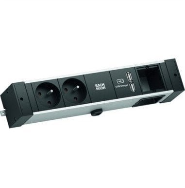 BACHMANN DESK RAIL 2xUTE 1xCM 1xUSB Charger 2.0m GST18