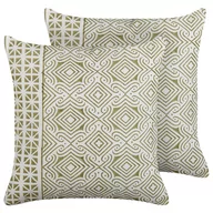 Poduszki dekoracyjne - Lumarko 2 bawełniane poduszki dekoracyjne w orientalny wzór 45 x 45 cm zielono-białe LARICS - miniaturka - grafika 1