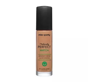 Miss Sporty Naturally Perfect Match wegański podkład nawilżający 201 Classic Beige 30ml - Podkłady do twarzy - miniaturka - grafika 1