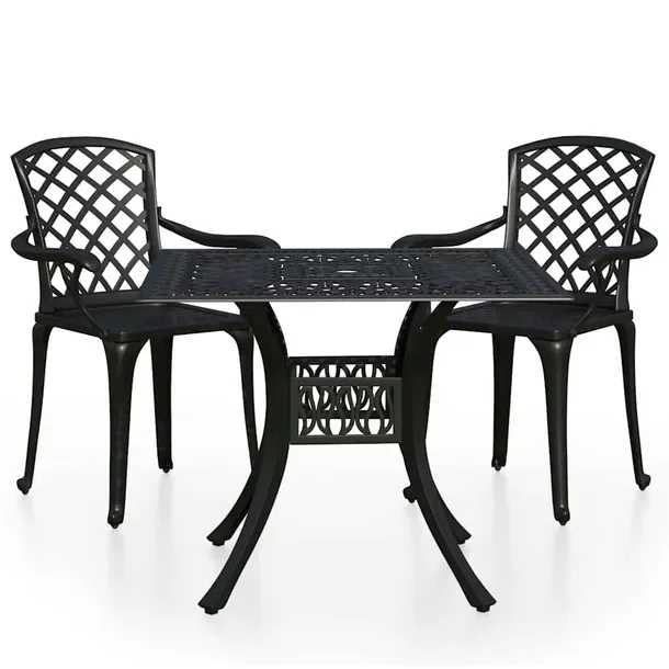 Zestaw mebli bistro aluminiowy czarny 3szt. 90x90x73 cm