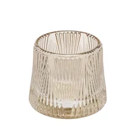 Świeczniki - świecznik szklany prążkowany 7,5x7,5x7 cm - miniaturka - grafika 1