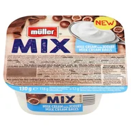Kefiry, jogurty, maślanki - Müller Mix Jogurt z kulkami zbożowymi oblanymi polewą mleczną i czekoladą mleczną 130 g - miniaturka - grafika 1