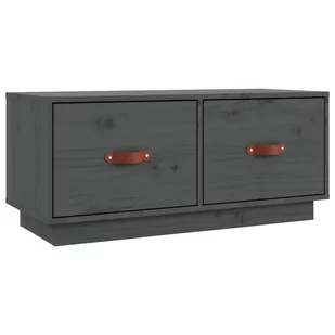 Lumarko Szafka pod TV, szara, 80x34x35 cm, lite drewno sosnowe - Szafki RTV - miniaturka - grafika 3