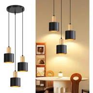 Lampy sufitowe - NETTLIFE Lampa Wisząca Loft Vintage Czarno-Złota E27 Żyrandol 3-płomienna do Jadalni Kuchni Stół Wyspa Regulowana Wysokość (Bez żarówek) - miniaturka - grafika 1