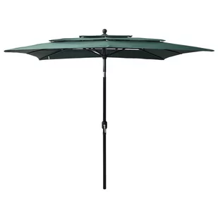 vidaXL 3-poziomowy parasol na aluminiowym słupku, zielony, 2,5x2,5 m 313837 - Parasole ogrodowe - miniaturka - grafika 1