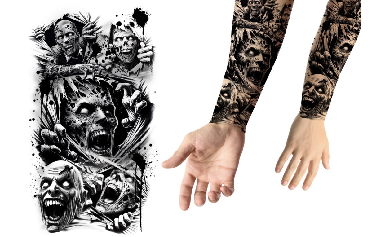 Sztuczny tatuaż zmywalny zombie halloween