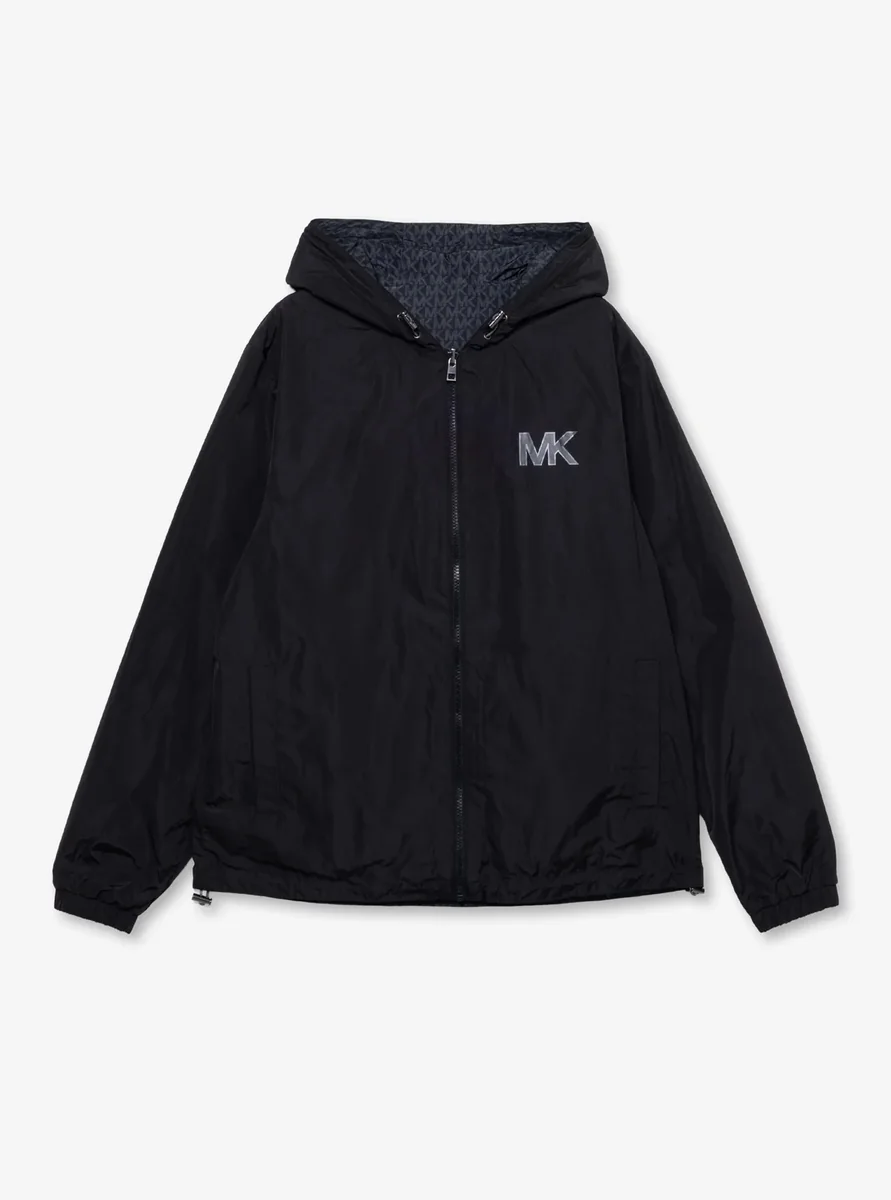MICHAEL KORS KURTKA MĘSKA NA ZAMEK Z POLIESTREM Z KAPTUREM CZARNA M QAA*