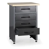 Stoły warsztatowe - B2B Partner Stół roboczy HOBBY III, 840x600x600 mm, 4 szuflady TC-005 RAL7040/7012 - miniaturka - grafika 1