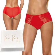 Majtki damskie - Figi Damskie Koronkowe Majtki Kuszące Efektowne Polski Produkt Czerwone XXL - miniaturka - grafika 1