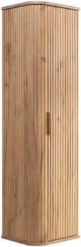 Szafka Łazienkowa Wisząca Słupek 139 cm Ryflowane Dąb Owalne fronty Mdf