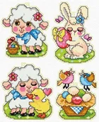 Pasmanteria - Zestaw do haftu krzyżykowego kanwa plastikowa mulina DMC - Owieczki - miniaturka - grafika 1