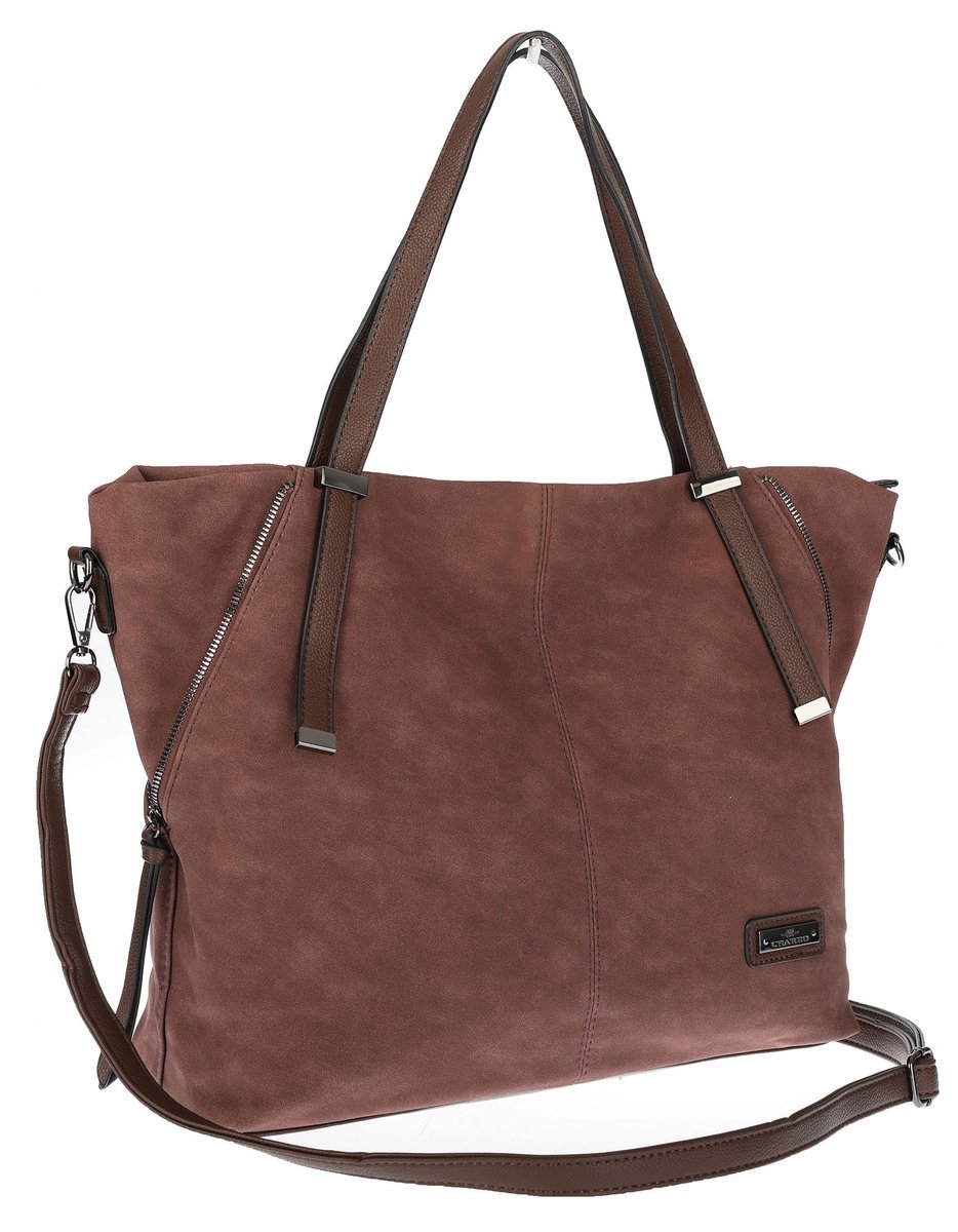 Torebka Damska Shopperka Pojemna A4 Modna Torba kuferek CH7713 Czekoladowa