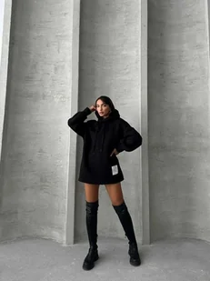 Bluza z kapturem oversize - czarny - Bluzy damskie - miniaturka - grafika 1