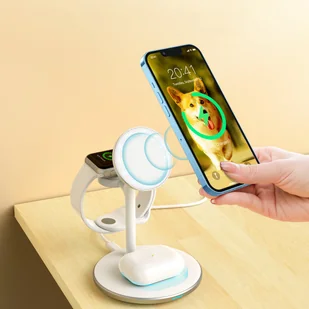 Choetech T585-F indukcyjna stacja ładująca 3w1 iPhone 12/13, AirPods Pro, Apple Watch biały - Ładowarki do telefonów - miniaturka - grafika 5