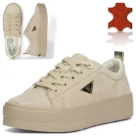 Półbuty damskie - Półbuty Skórzane Damskie Sneakers na platformie Filippo Beżowe Półbuty Skórzane 40 Damskie Sneakersy na Platformie Filippo DP3533/25 BEŻOWE - miniaturka - grafika 1