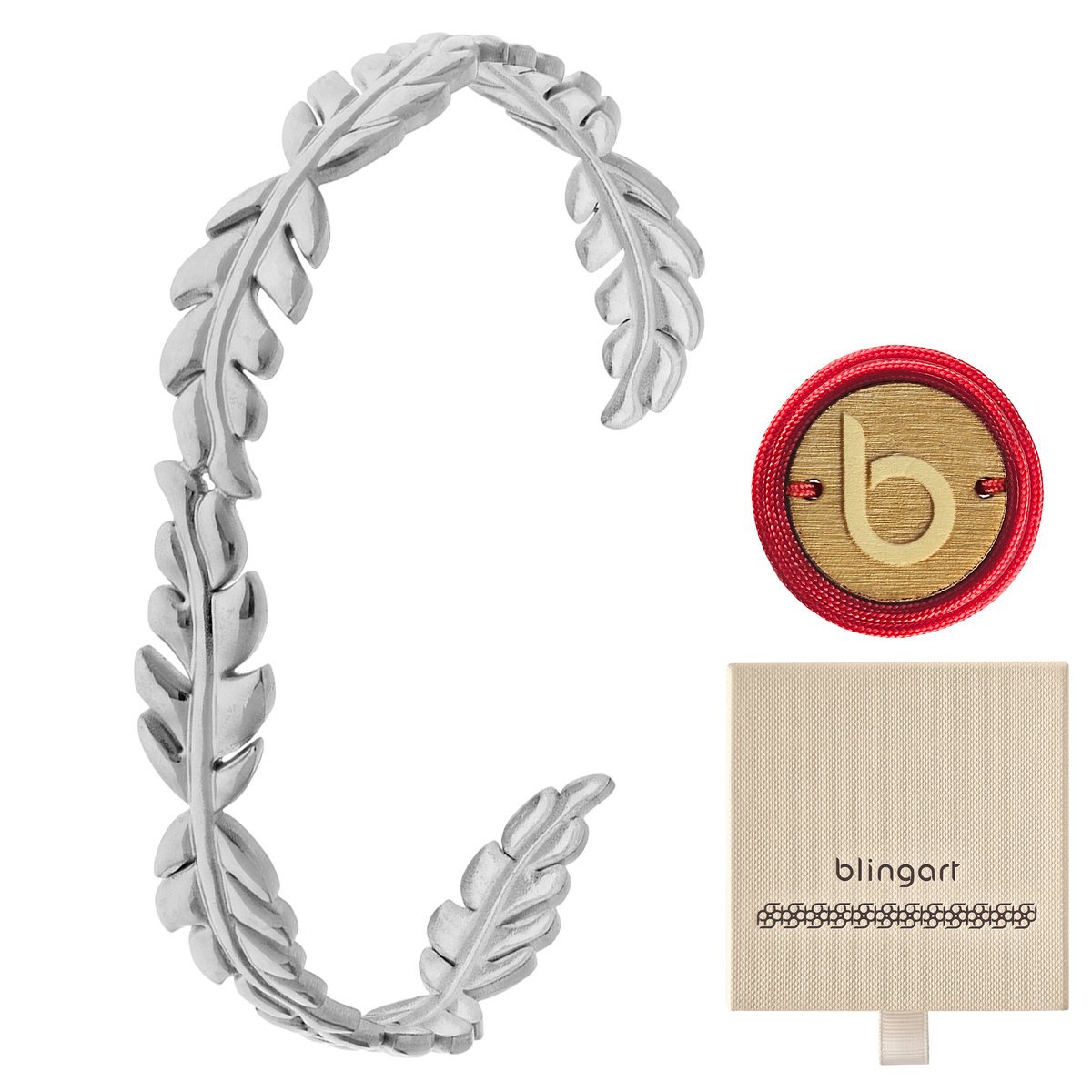 Bransoletka damska bangla listki regulowana stal chirurgiczna BLINGART