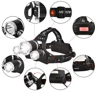 Latarka czołowa Alogy czołówka CREE XM-L T6  RJ-3000 - Latarki - miniaturka - grafika 2