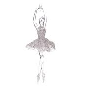 Ozdoby bożonarodzeniowe - Wisząca figurka baletnicy w kolorze srebra Dakls, wys. 17 cm - miniaturka - grafika 1