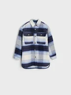 Kurtki i płaszcze dla dziewczynek - Sinsay - Kurtka koszulowa w kratę - granatowy - miniaturka - grafika 1