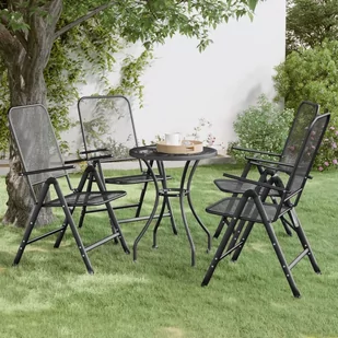 Lumarko Składane krzesła ogrodowe, 4 szt., antracytowe, metalowa siatka - Fotele i krzesła ogrodowe - miniaturka - grafika 1