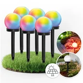 Lampy ogrodowe - Lampa Solarna Kula LED 0,12W Wbijana RGB Kolorowa Do Ogrodu Zestaw 6 SZTUK - miniaturka - grafika 1