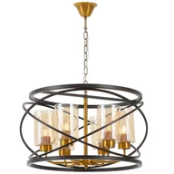 Lampy sufitowe - LAMPA WISZĄCA LOFT CZARNO-MOSIĘŻNA MOZA W6 - miniaturka - grafika 1