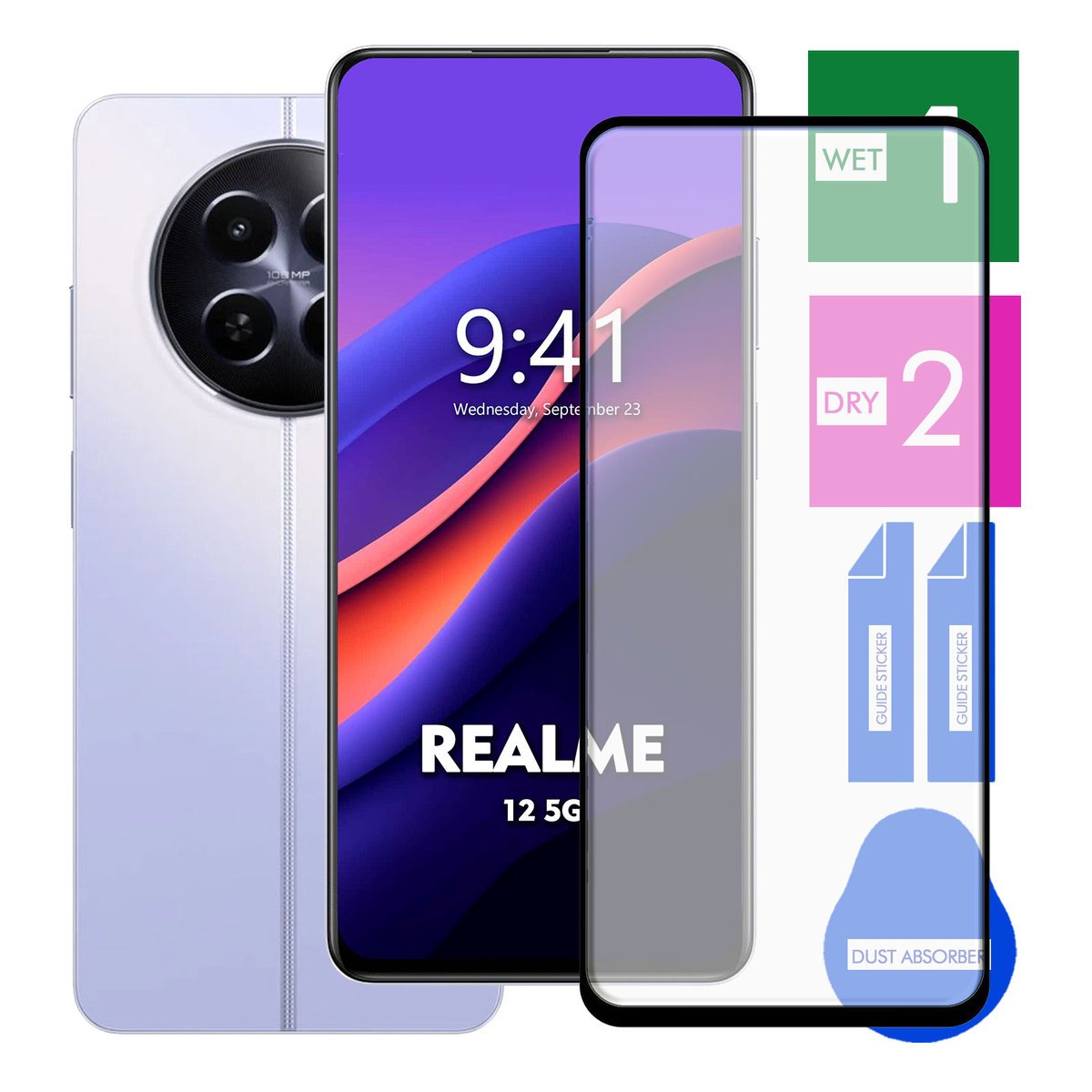 SZKŁO HARTOWANE DO REALME 12 5G NA TELEFON PEŁNE CAŁY EKRAN 9H 5D