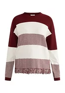 Swetry damskie - ALARY Damski sweter z dzianiny Oversize 15524854-AL01, bordowy biały, XS/S, bordowy biały, XS-S - miniaturka - grafika 1