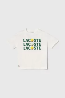 Koszulki dla chłopców - Lacoste t-shirt bawełniany dziecięcy kolor biały z nadrukiem - grafika 1