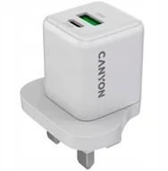 Ładowarki do telefonów - CANYON Ładowarka sieciowa CU20AC GaN 20W 1xPD 1xQC UK Biała - miniaturka - grafika 1