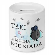 Skarbonki - DLA DJA MUZYKA SKARBONKA DJ ŻE MUCHA NIE SIADA z Nadrukiem ze Zdjęciem + Opakowanie na prezent (wzór 02) - miniaturka - grafika 1