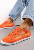 Trampki damskie - Pomarańczowe Tenisówki z Ażurowymi Wstawkami Po Bokach Salessa - Renee - miniaturka - grafika 1