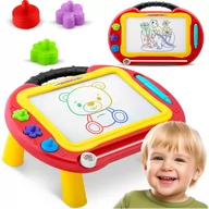 Tablice dla dzieci - Znikopis tablica magnetyczna stolik do rysowania Ricokids czerwony - miniaturka - grafika 1