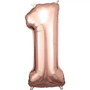 Balon foliowy, cyfra 1, różowe złoto, 1 sztuka - Balony i akcesoria - miniaturka - grafika 1
