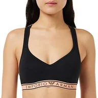 Biustonosze - Emporio Armani Women's Iconic Logoband Biustonosz Wyściełany Biustonosz Damski, Czarny, M - miniaturka - grafika 1