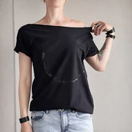 Koszule damskie - Koło czarne czarny Krótki Oversize - miniaturka - grafika 1