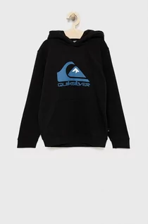 Bluzy damskie - Quiksilver bluza dziecięca kolor żółty z kapturem z nadrukiem - grafika 1