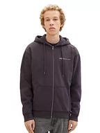Bluzy męskie - TOM TAILOR Denim Męska bluza z kapturem Basic z nadrukiem logo, 29476-Coal Grey, XXL - miniaturka - grafika 1