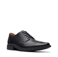 Półbuty męskie - Clarks Tilden Wing H [Black Leather] - Rozmiar 42.5 - miniaturka - grafika 1
