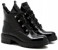 Botki damskie - Czarne botki damskie workery trapery Nessi 24704 skóra lakierowana r.37 - miniaturka - grafika 1