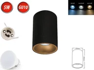 Żarówki LED - Lampa sufitowa BETA-SR reflektor natynkowy Ø100mm reflektor natynkowy z GU10 5W neutralna biała żarówka LED okrągła czarna/złota - miniaturka - grafika 1