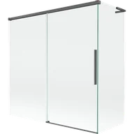 Parawany nawannowe - Mexen Rox L parawan nawannowy 2-skrzydłowy rozsuwany 160 + 75 x 150 cm, transparent, gun gray szczotkowany - 8C9L-160-075-66-00 - miniaturka - grafika 1