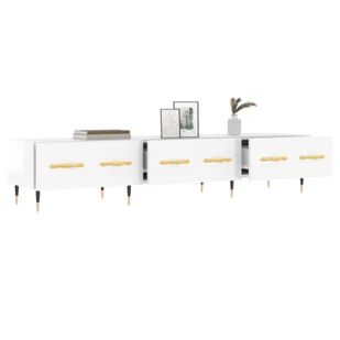 Szafka pod TV, wysoki połysk, biała, 150x36x30 cm Lumarko! - Szafki RTV - miniaturka - grafika 5