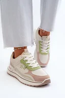 Sneakersy damskie - Sneakersy Damskie Big Star NN274A091 Beżowo-Zielone-41 - miniaturka - grafika 1