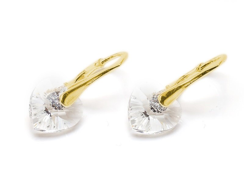 Kolczyki pozłacane srebro 925 z kryształami Swarovski Serca 10mm Crystal