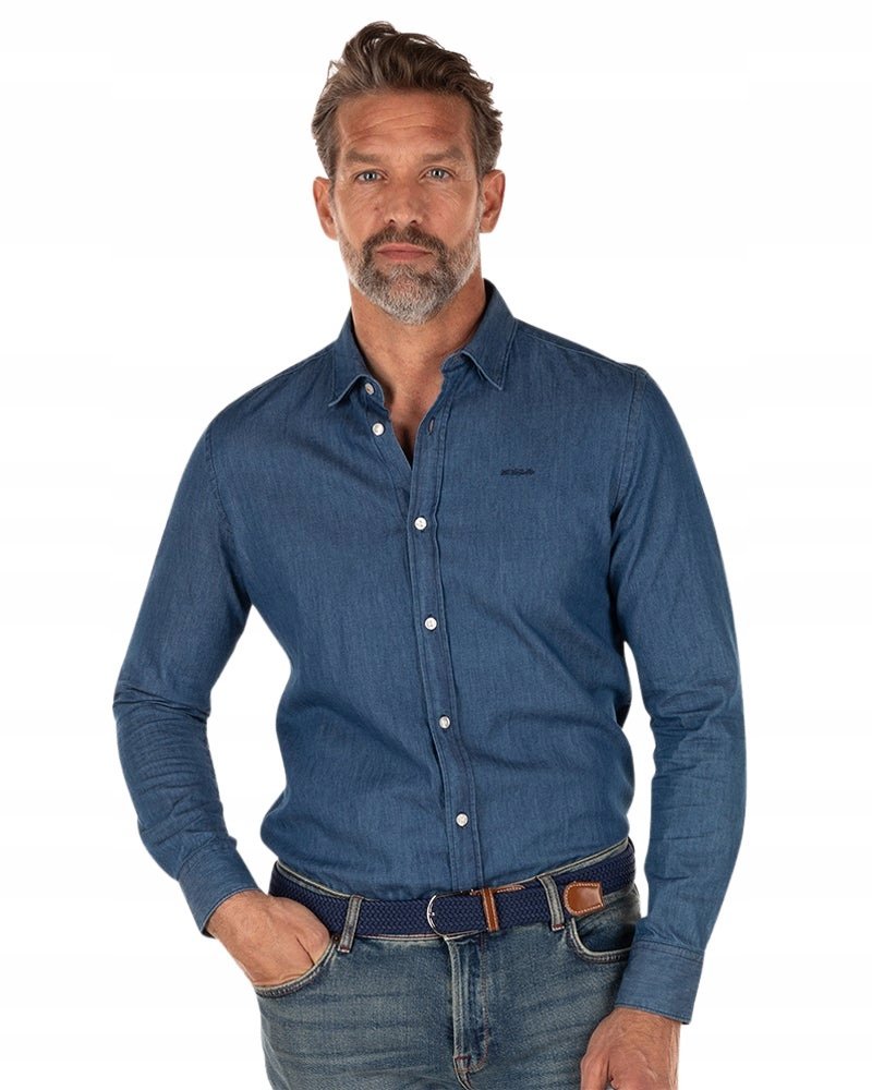 NEW ZELAND AUCKLAND KOSZULA MĘSKA CASUAL JEANSOWA Z DŁUGIM RĘKAWEM XS 6FA