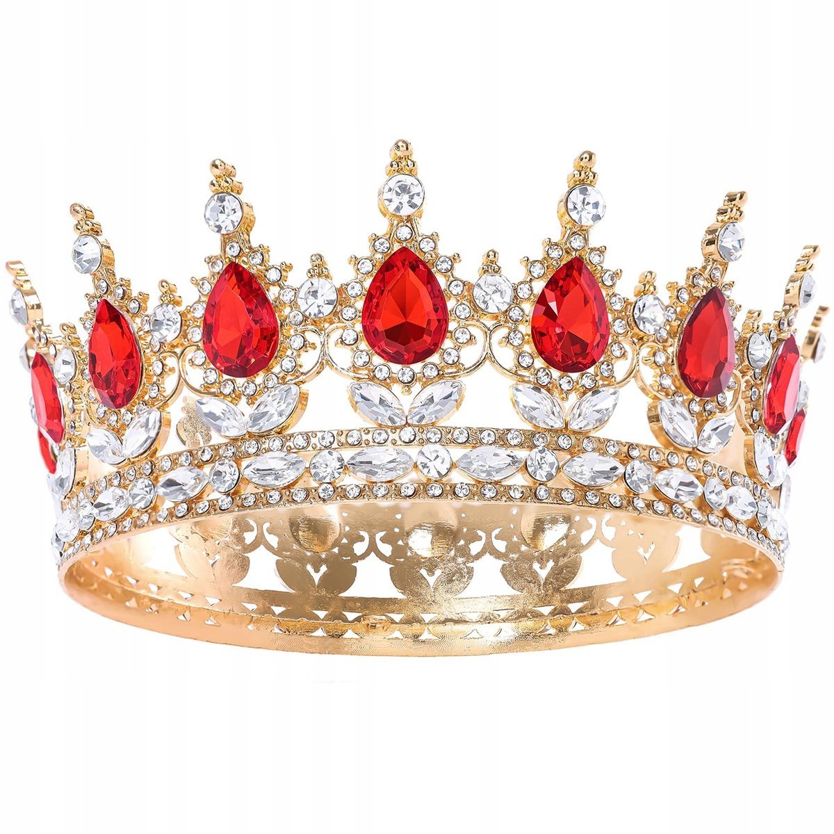 Korona Tiara Królowej Czerwone Kamienie Prezenty Urodzinowe Bal śLubne