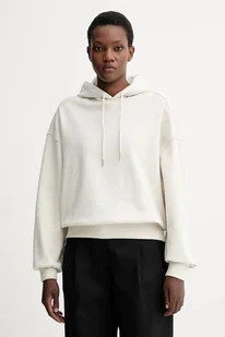 Calvin Klein bluza bawełniana damska kolor beżowy z kapturem z aplikacją LV044C210G - Bluzy damskie - miniaturka - grafika 1