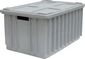 Pojemniki przemysłowe - Artech Pojemnik magazynowy z pokrywą, wym. 60x40cm, kolor, atest na kontakt z żywnością szary - miniaturka - grafika 1
